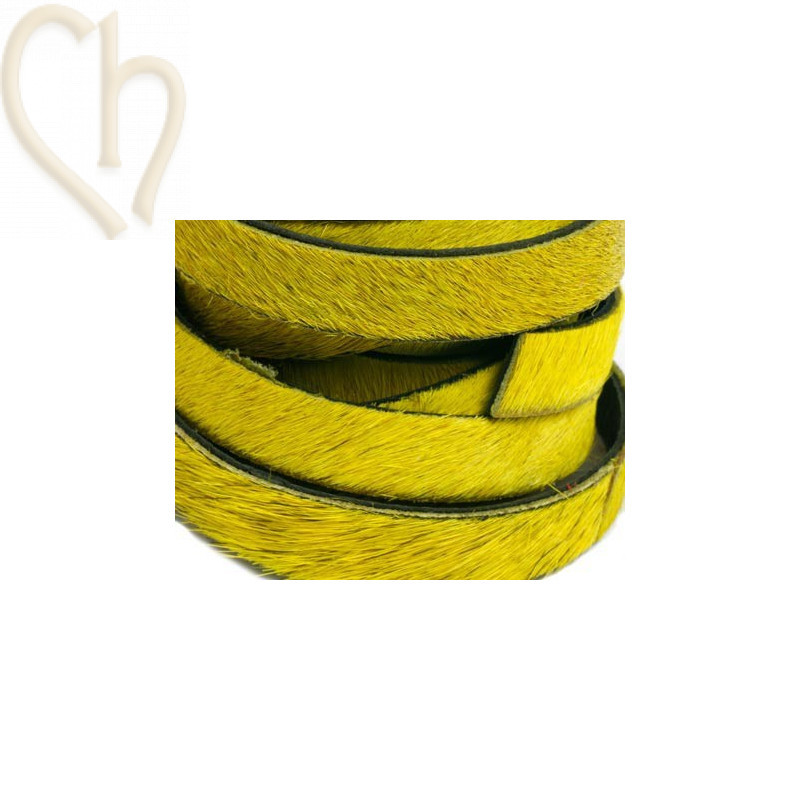 cuir plat 10 mm poilu + chaine argent jaune