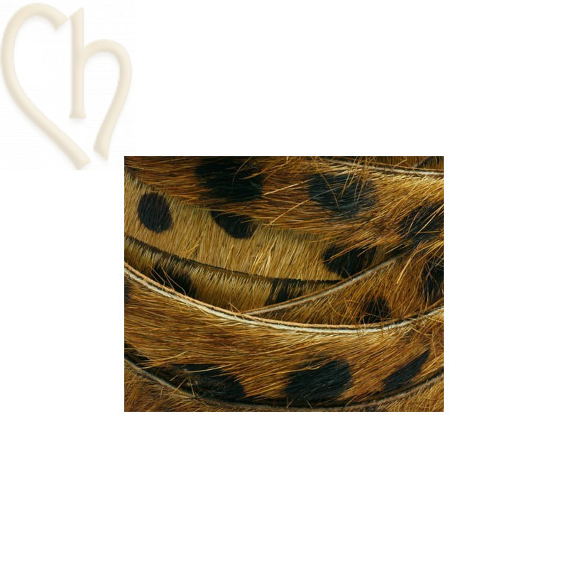 platte leder 10mm  behaard bruin tot zwarte vlek