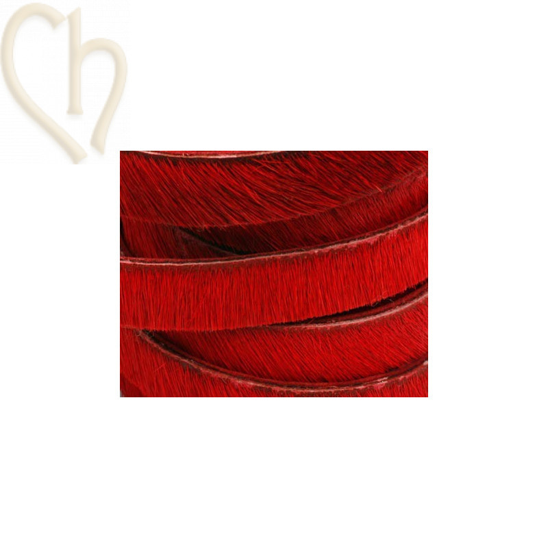 cuir plat 10 mm poilu rouge