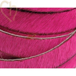 platte leder 10mm  behaard fuschia