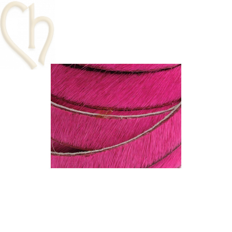 platte leder 10mm  behaard fuschia