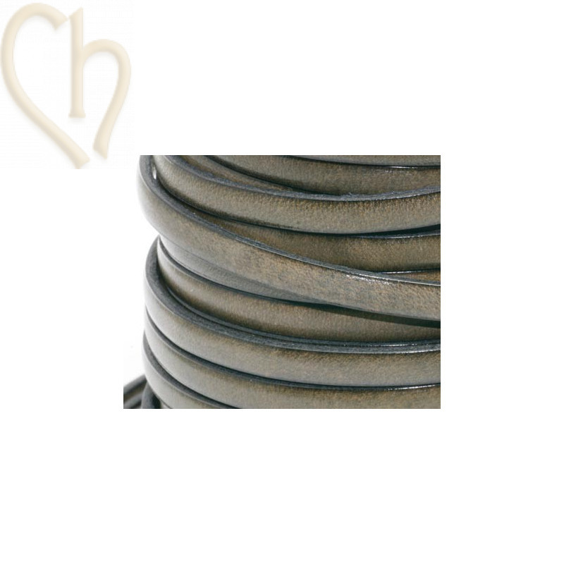 leather flat 5mm khaki