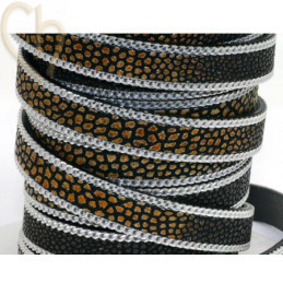 leder plat 10mm met ketting  Ray bruin