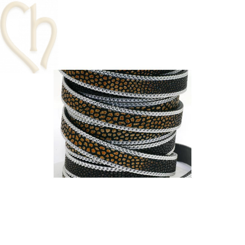 leder plat 10mm met ketting  Ray bruin