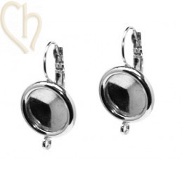earrings with border and mountingring for rivoli 12mm