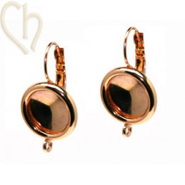earrings with border and mountingring for rivoli 12mm