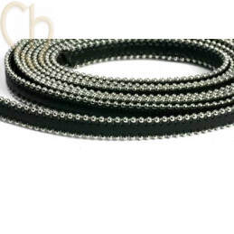 leder plat 10mm met ballketting donkerbruin