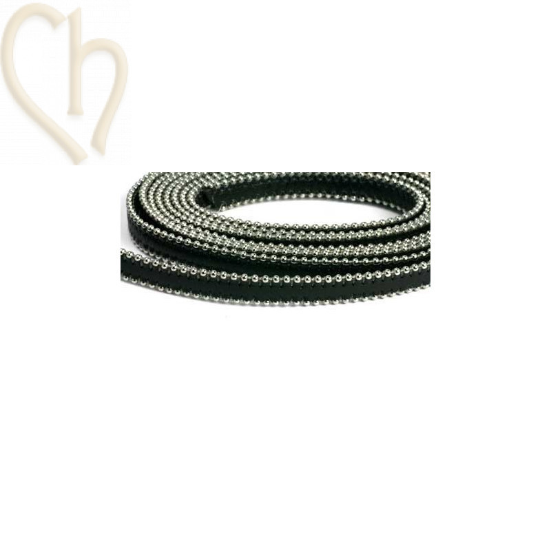 leather flat 10mm with ballchain darkbrown