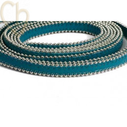cuir plat 10mm avec chaine boule Teal