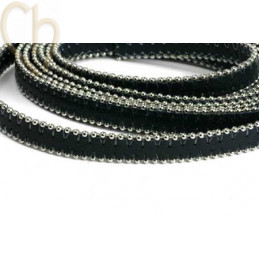 leder plat 10mm met ballketting inkblauw