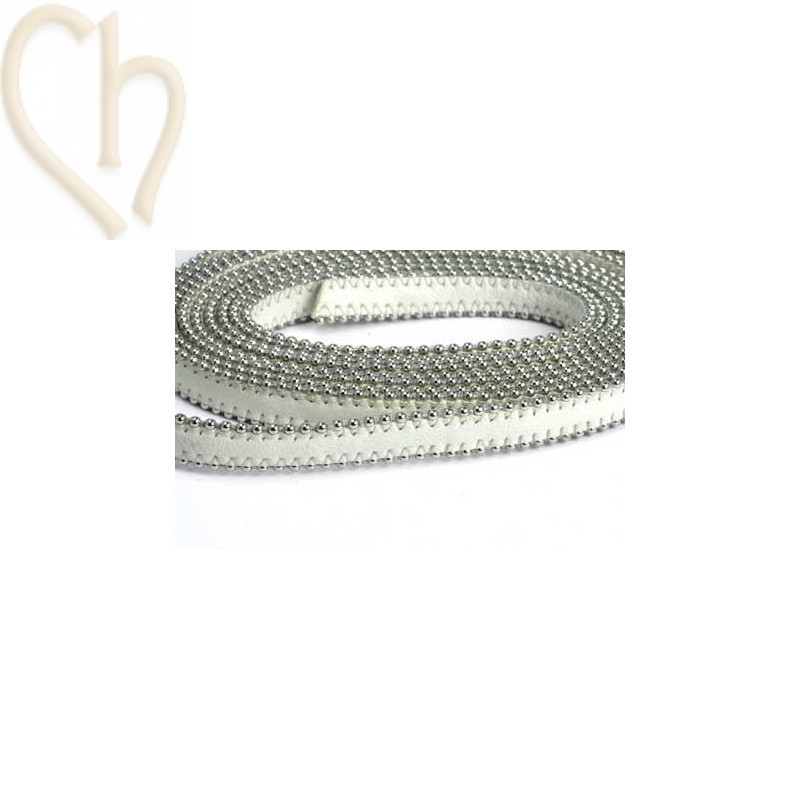 leather flat 10mm with ballchain white