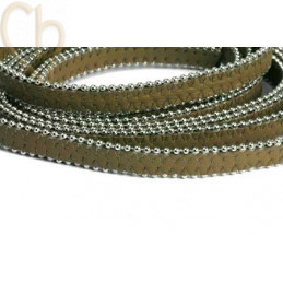 cuir plat 10mm avec chaine boule taupe