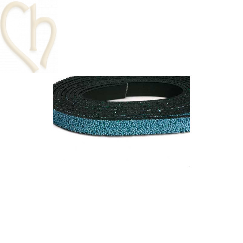 Leder plat 10mm caviar lichtblauw