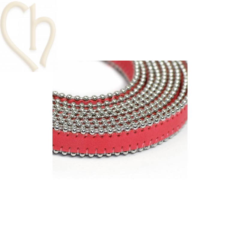 leder plat 10mm met ballketting corail