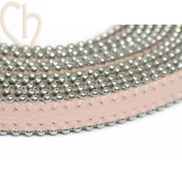 leather flat 10mm with ballchain pastel pink