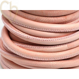 Cuir ronde 6mm rose clair