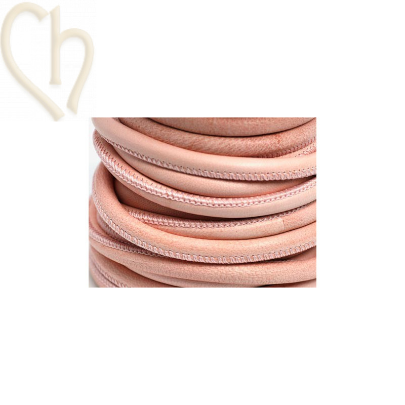 Cuir ronde 6mm rose clair