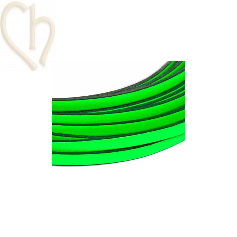 leather flat 5mm green fluo