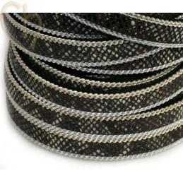 Cuir plat 10mm avec chaine reptile marron