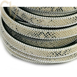 Cuir plat 10mm avec chaine reptile beige