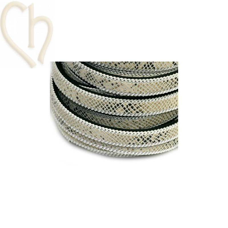 Cuir plat 10mm avec chaine reptile beige