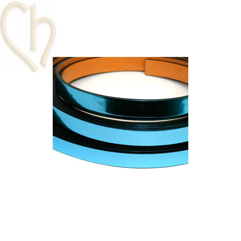 cuir plat 10mm bleu metal