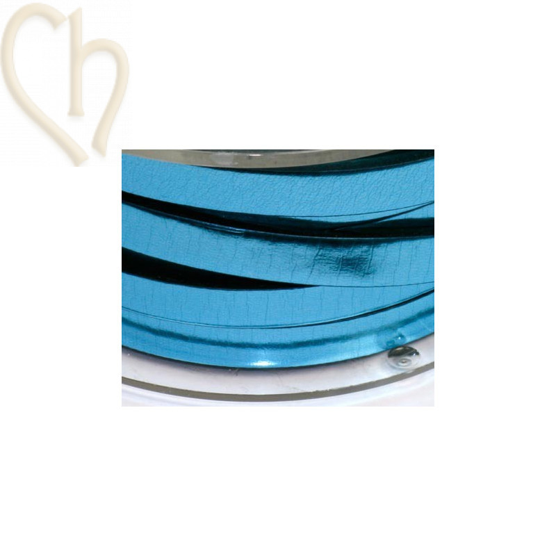 leather flat 5mm Bleu Metal