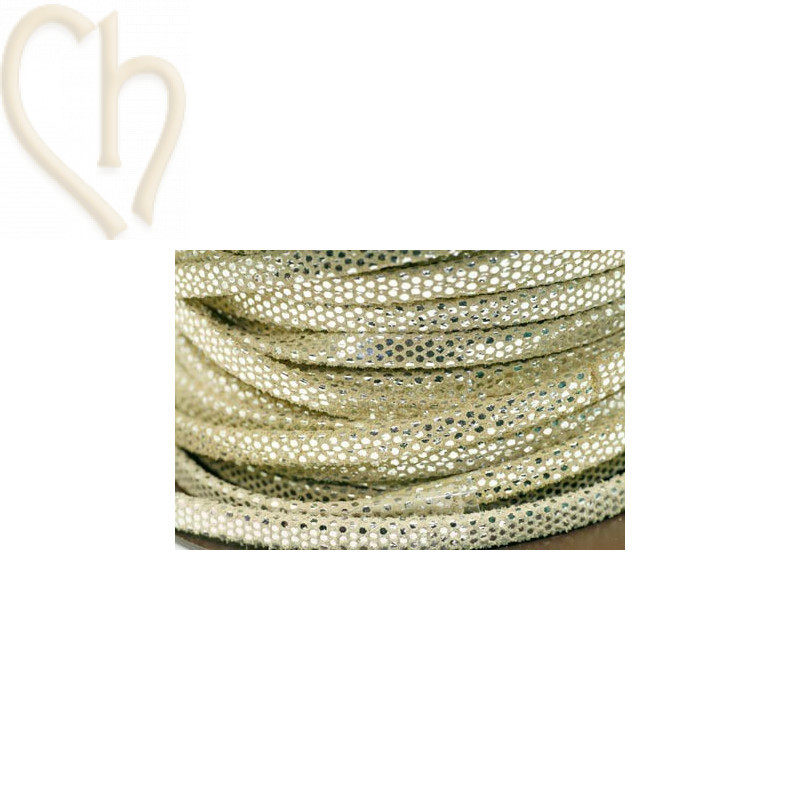 leder suede 5mm bedrukt beige