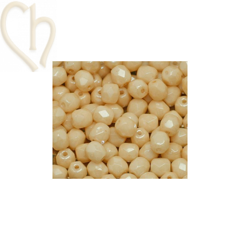 Fire Polished beads 4mm Snow White Lustred Champagne