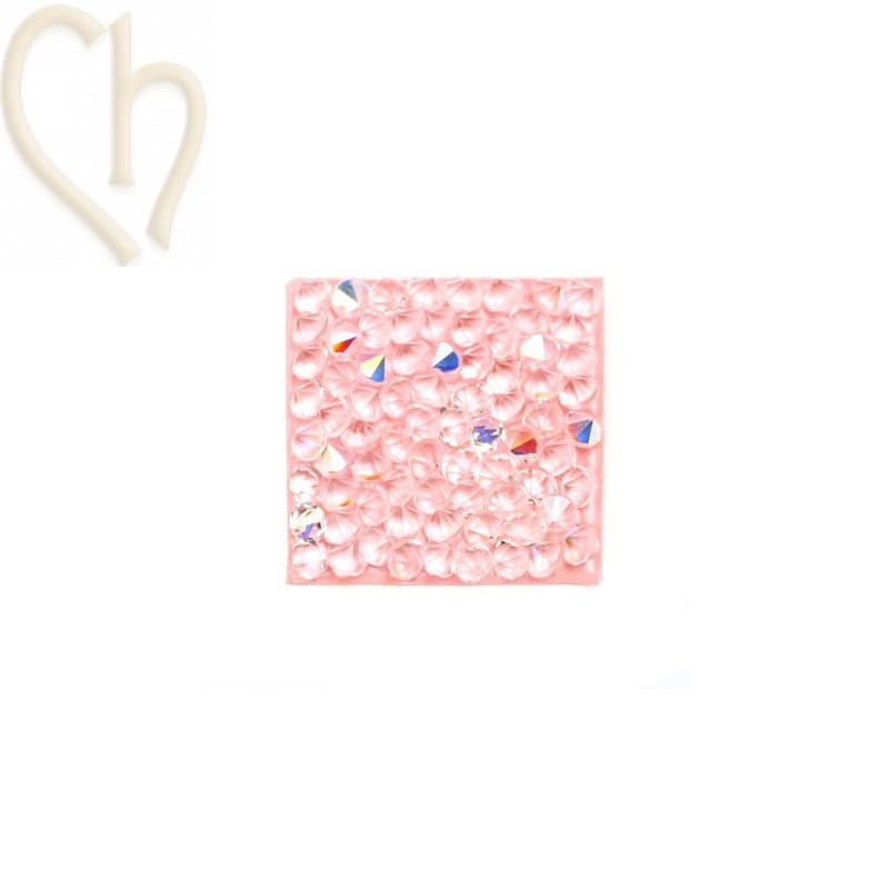 Rocks square 20mm Cristal AB / Rose Clair