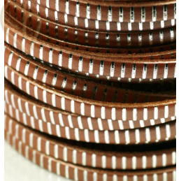 leather ribbon 5mm Metallic brown silver