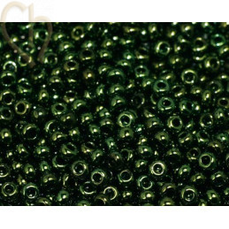 rocaille seedbead 11/0 Jet Lustred Green Metallic