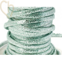 leder suede 5mm bedrukt turquoise