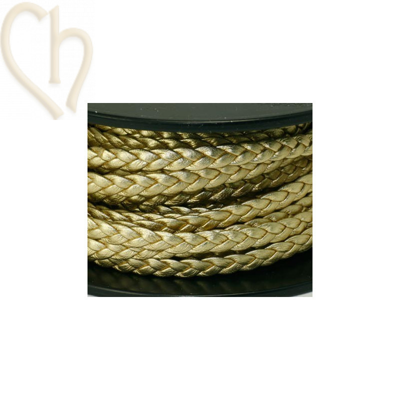 leather woven 5mm gold