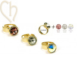 bague réglable avec base pour 12mm pierre ronde