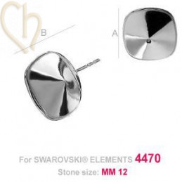 Boucles d'oreilles argent925 pour 12*12mm Swarovski