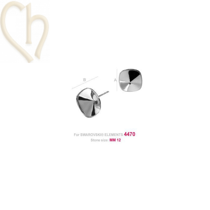 Boucles d'oreilles argent925 pour 12*12mm Swarovski
