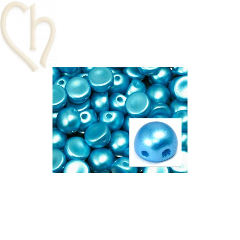 perle cabochon 2-hole 6mm Pastel Turquoise