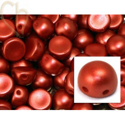 cabochon bead 2-hole 6mm Pastel Dark Coral