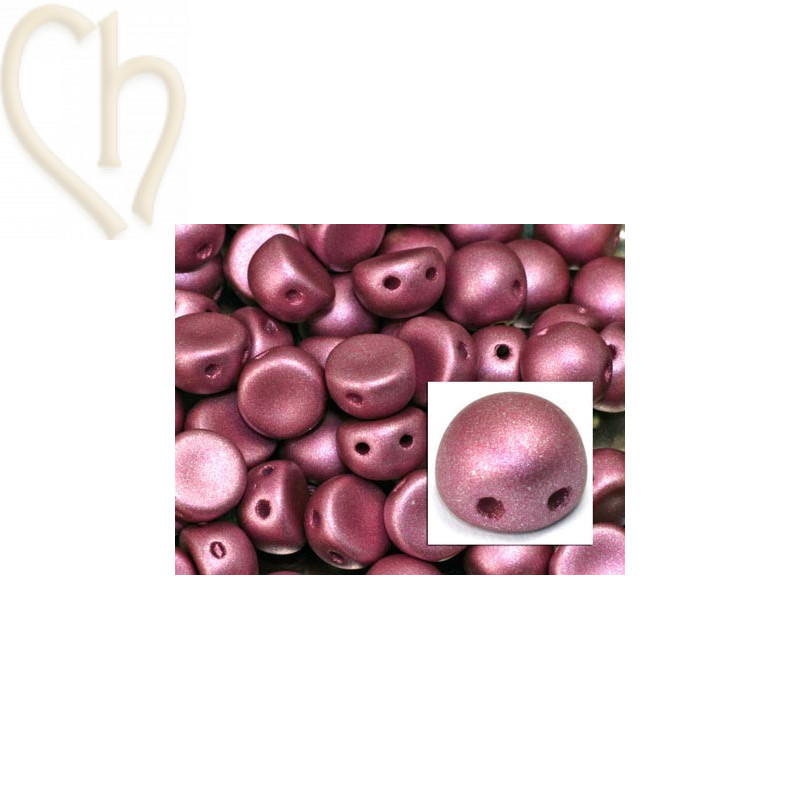 cabochon bead 2-hole 6mm Alabaster 29428