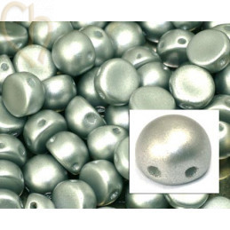 cabochon bead 2-hole 6mm Metallic Silver
