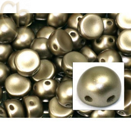 cabochon bead 2-hole 6mm Pastel Lt. Brown