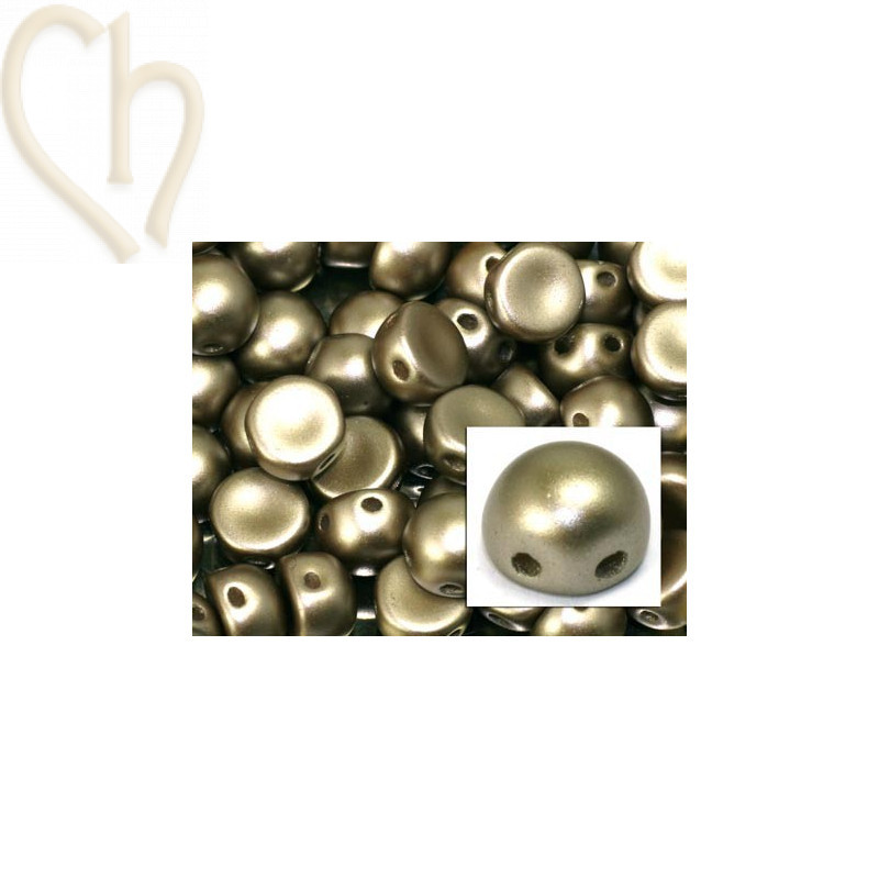 perle cabochon 2-hole 6mm Pastel Lt. Brown