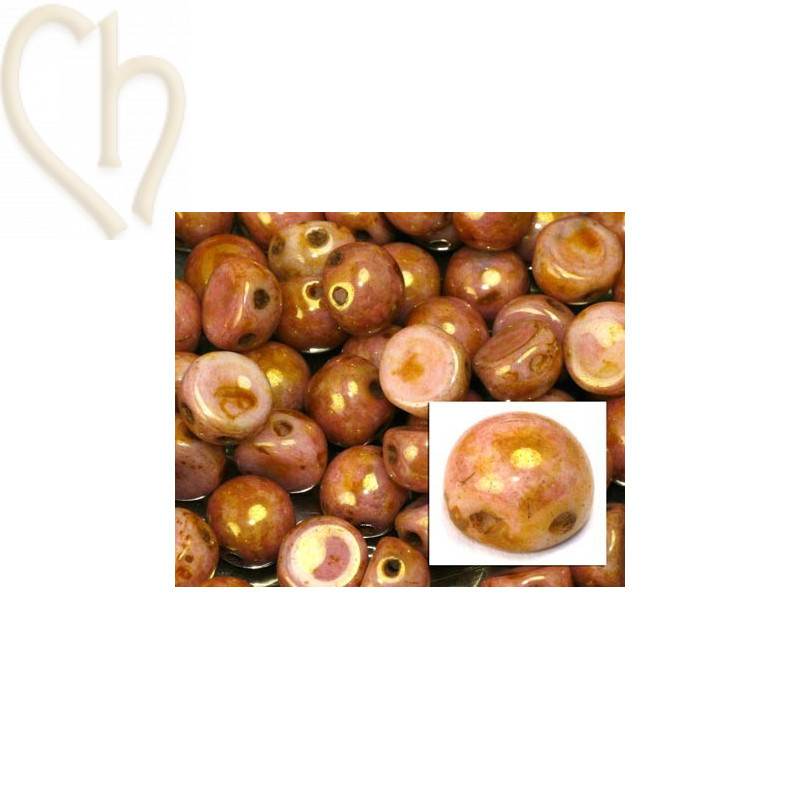 perle cabochon 2-hole 6mm Chalk White Roman Rose