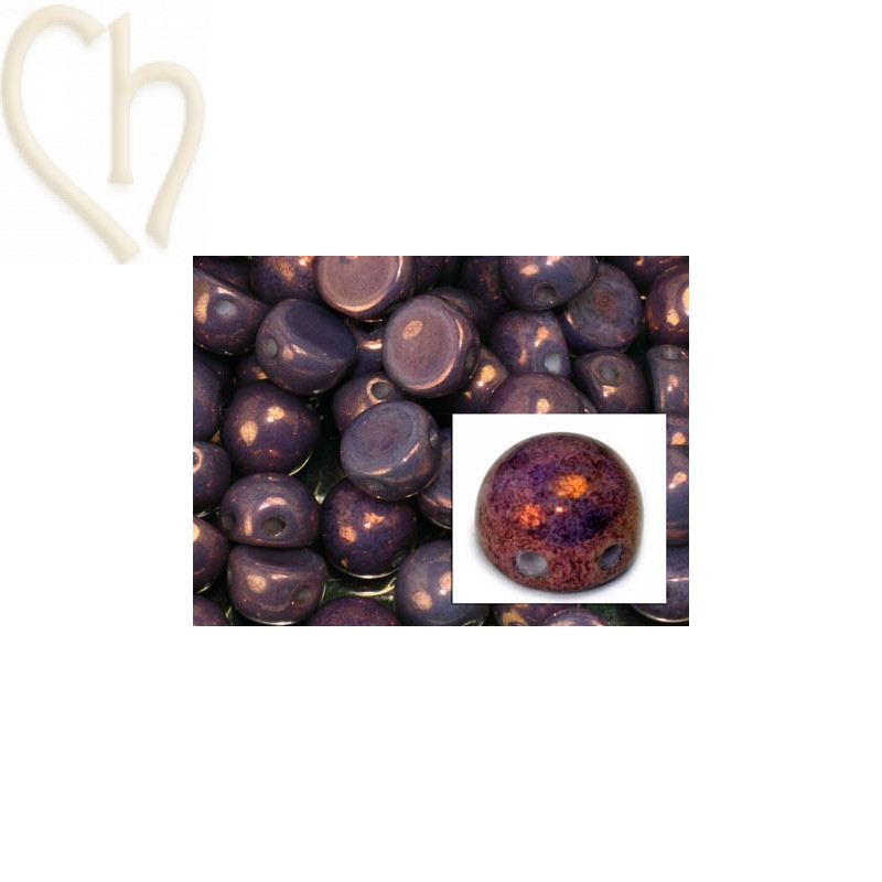 cabochon bead 2-hole 6mm Chalk White Lila Vega Luster