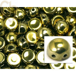 perle cabochon 2-hole 6mm Crystal Full Amber