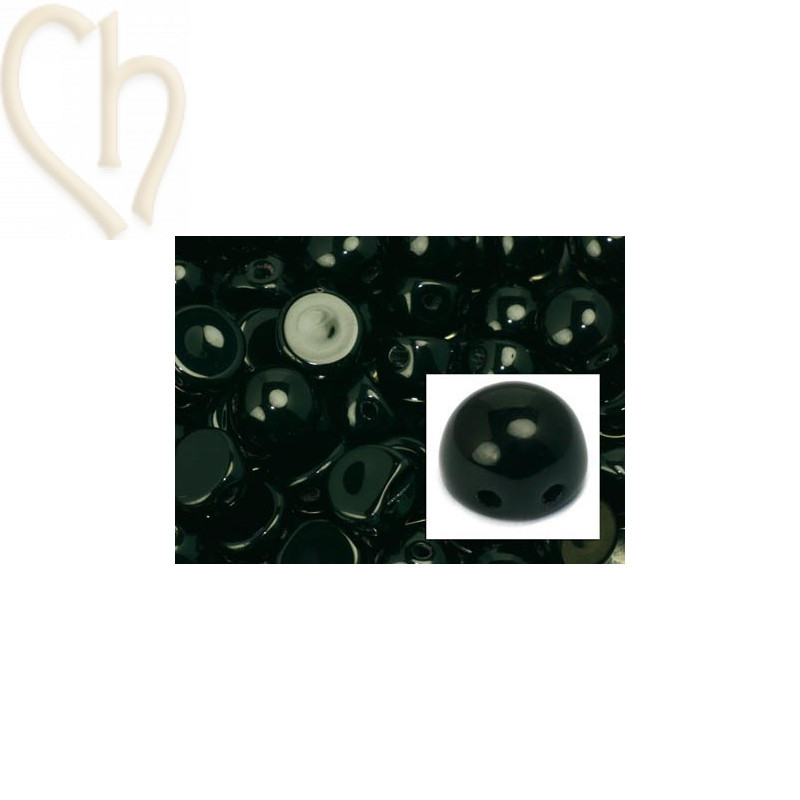 cabochon bead 2-hole 6mm Jet