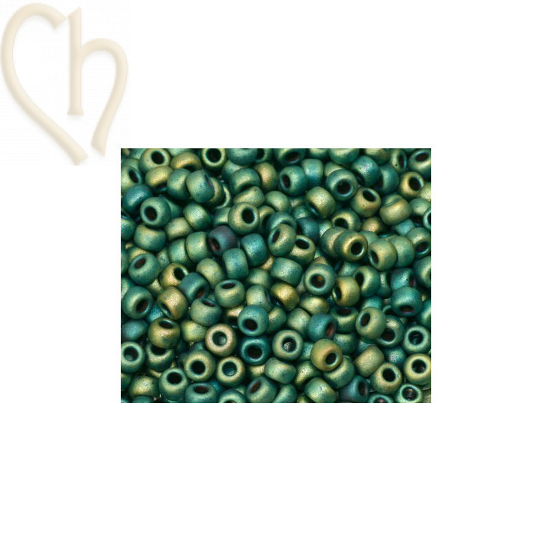 Rocaille 8/0 Green multi galva mat