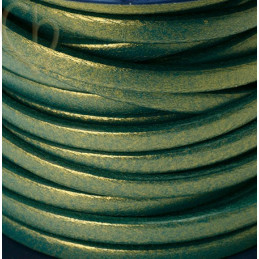 leather 5mm green / gold