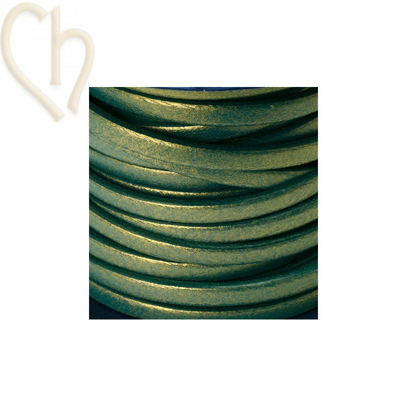 leder 5mm groen / gold